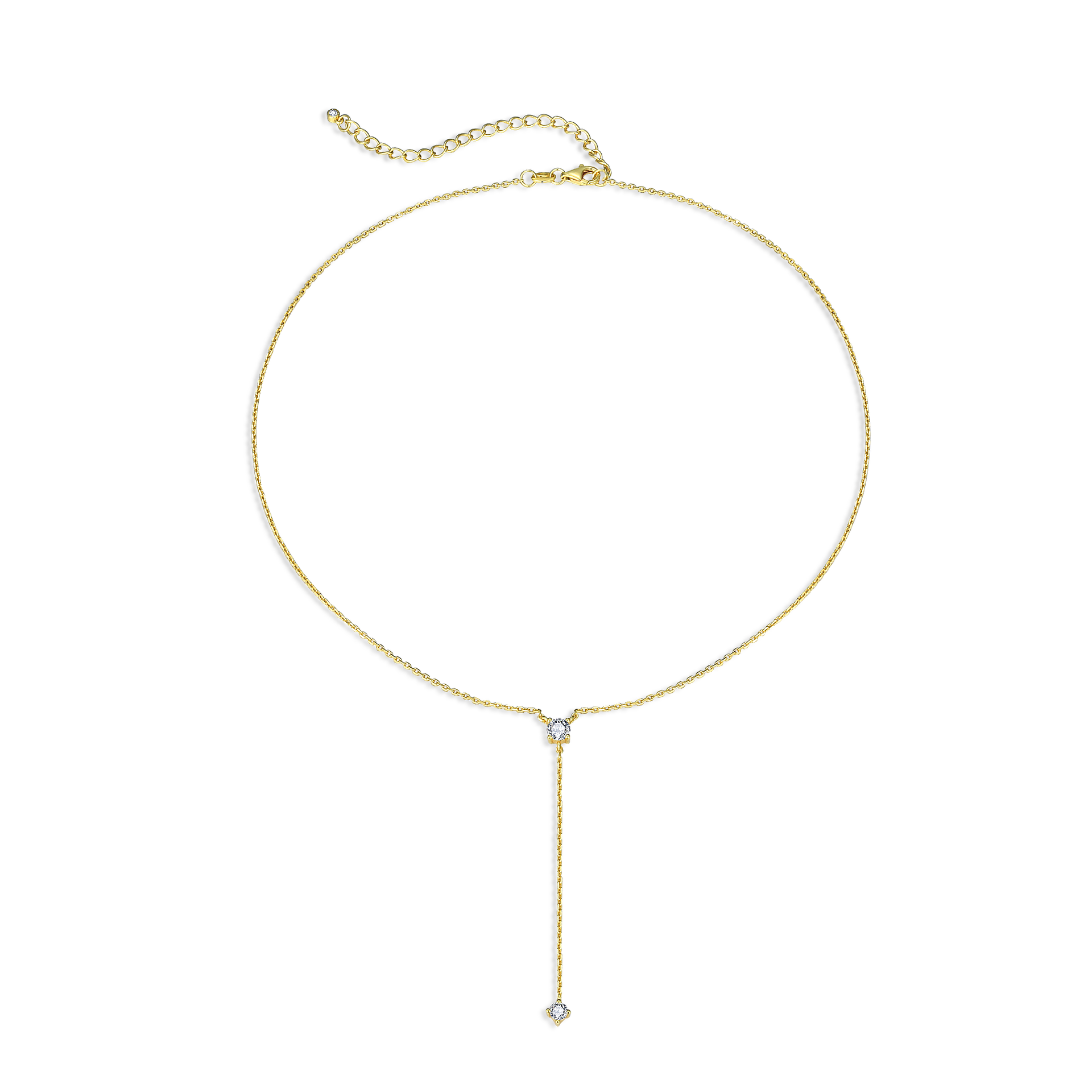 Elle - 2 stone Necklace Gold
