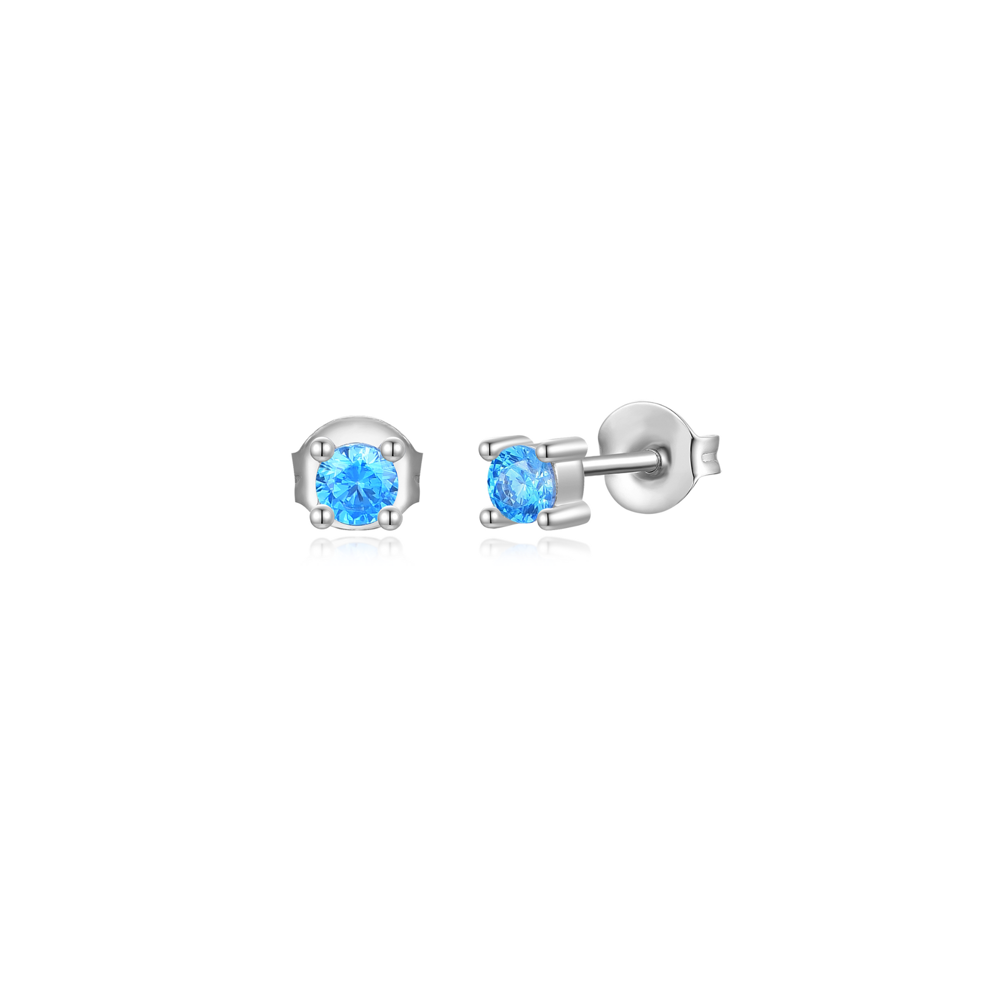 Elle - Aquamarine Stud Earrings Silver