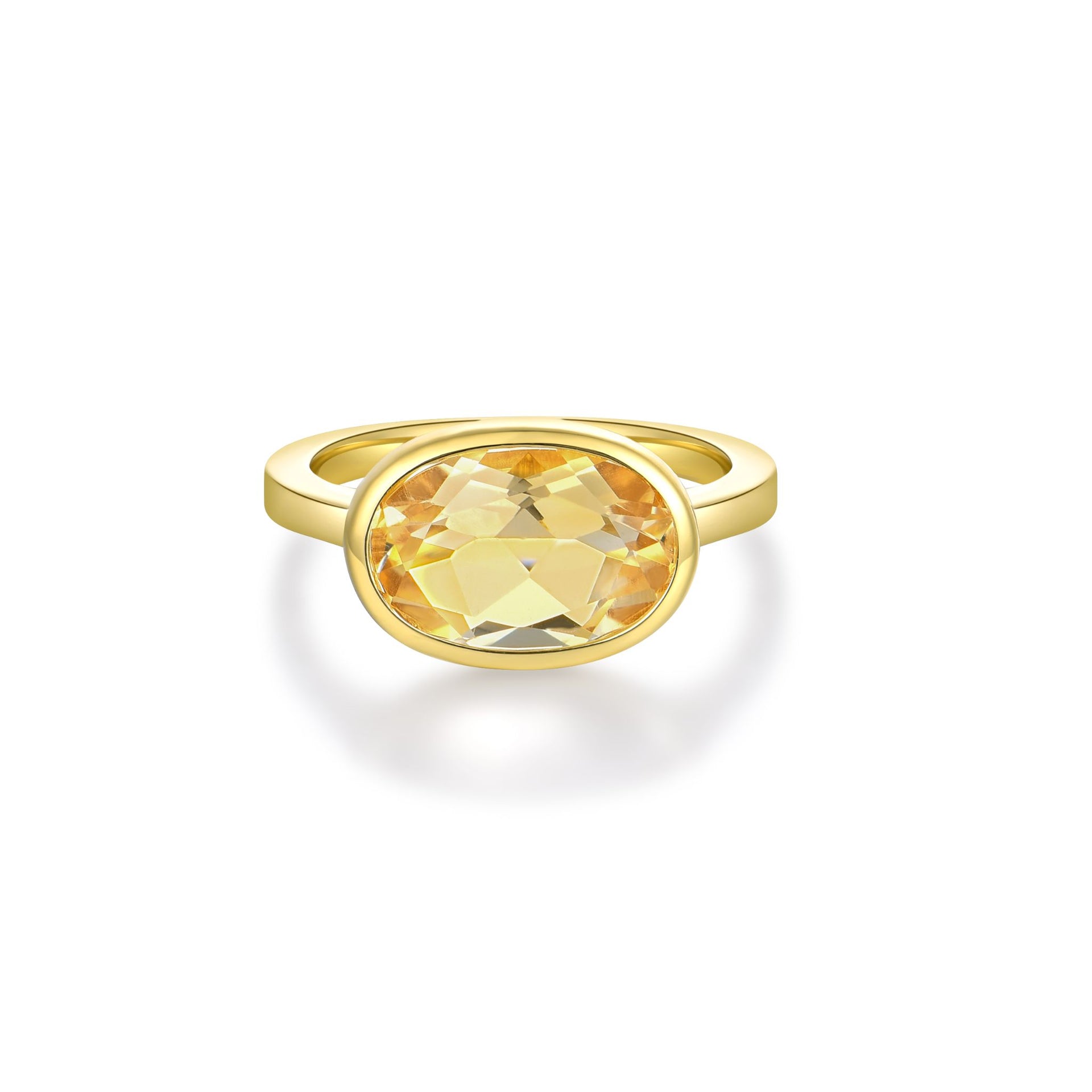 Nila Noor Selene Bezel Solitaire Ring Gold Rings Citrine