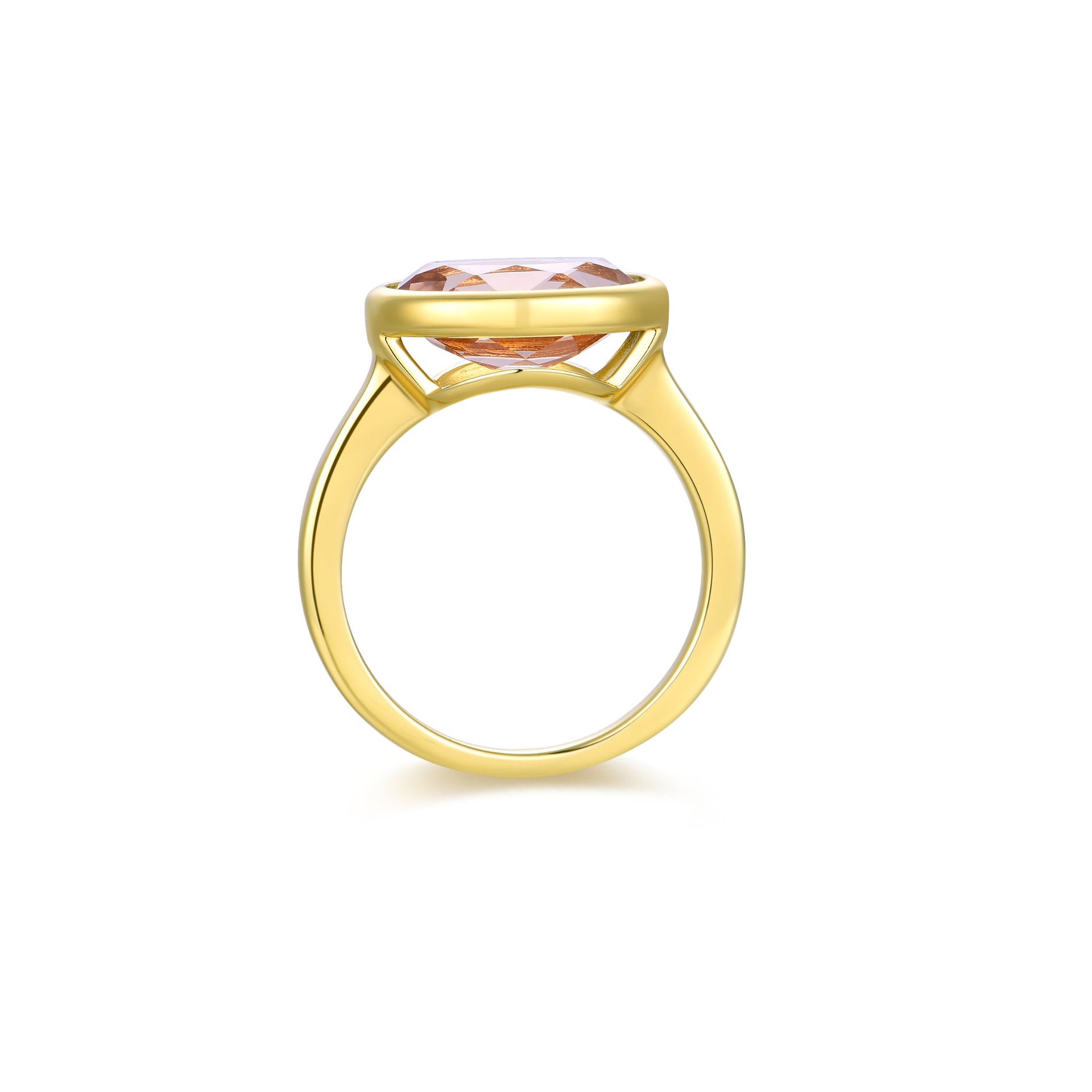 Nila Noor Selene Bezel Solitaire Ring Gold Rings Morganite