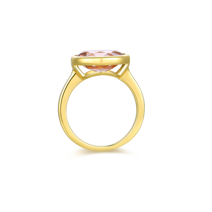 Nila Noor Selene Bezel Solitaire Ring Gold Rings Morganite