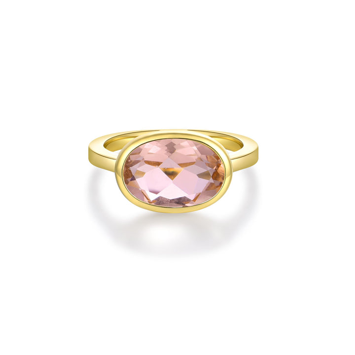 Nila Noor Selene Bezel Solitaire Ring Gold Rings Morganite