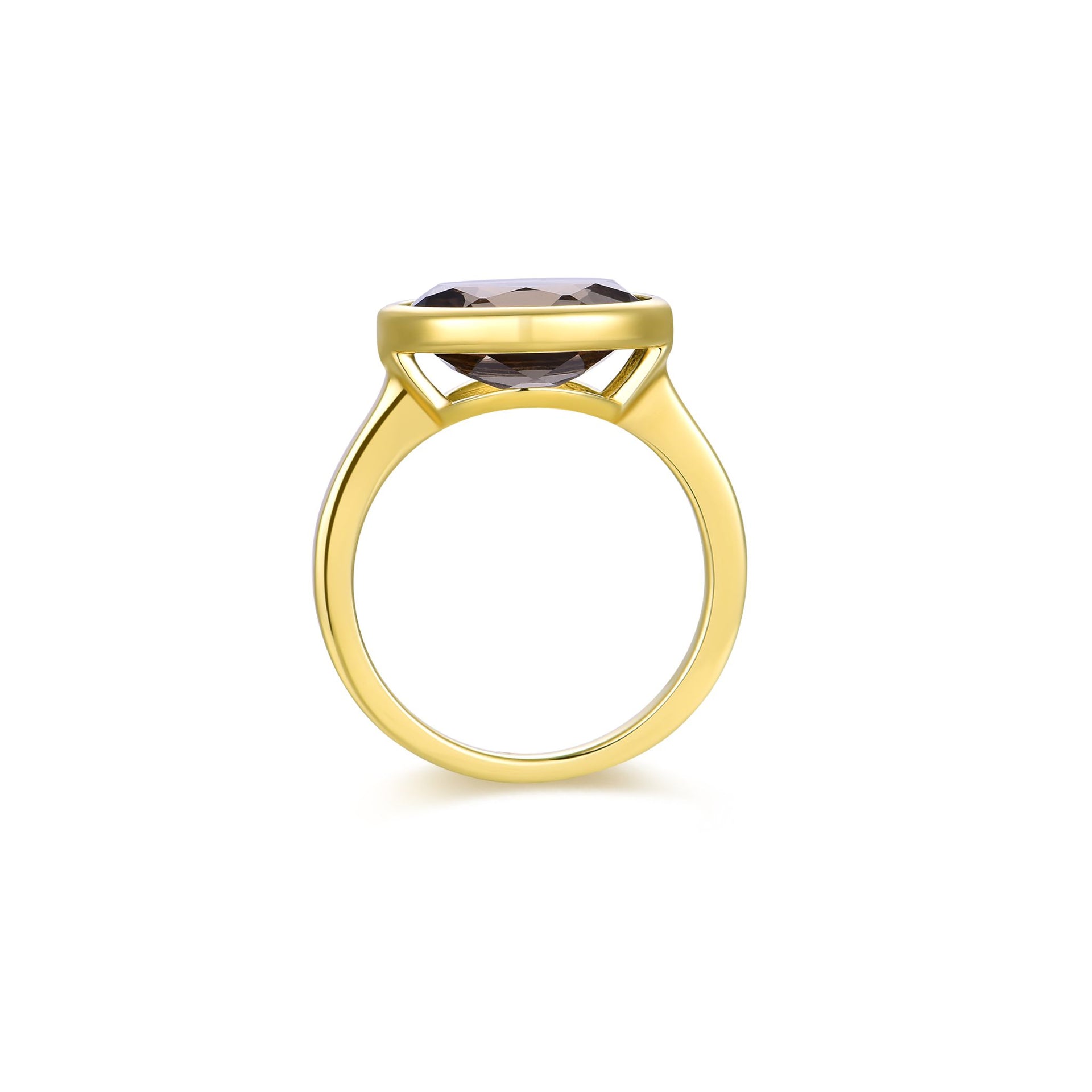 Nila Noor Selene Bezel Solitaire Ring Gold Rings Smokey Quartz