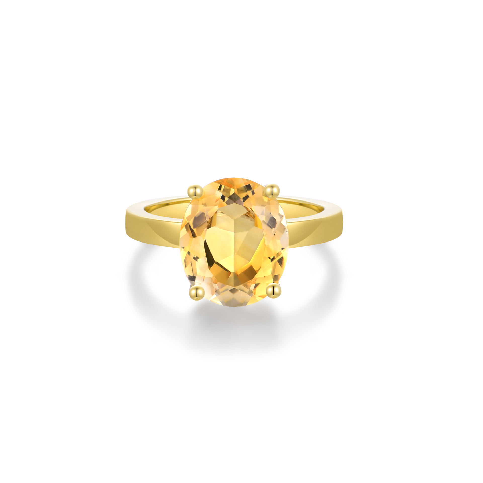 Selene - Citrine Prong Ring Gold