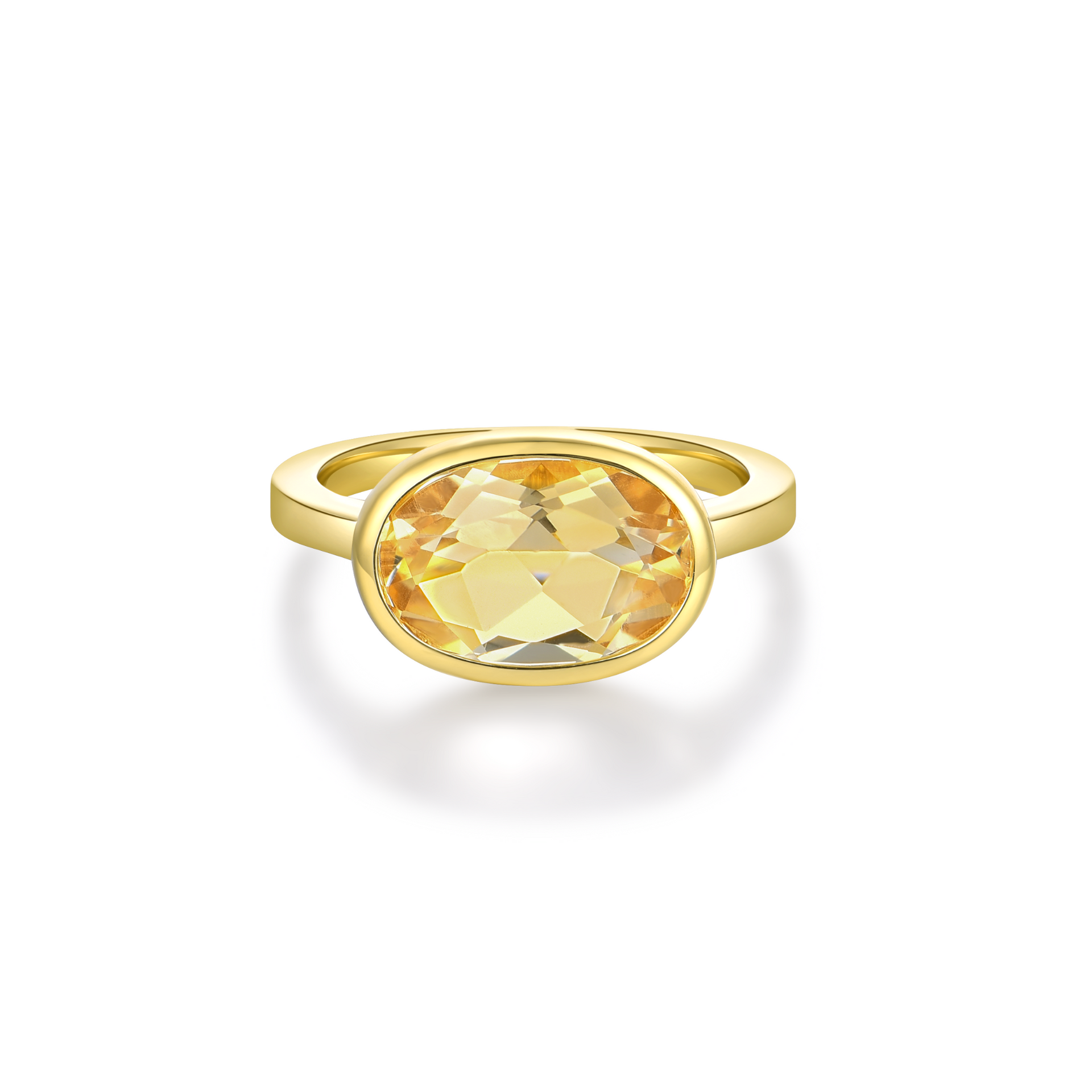 Selene - Citrine Bezel Solitaire Ring Gold