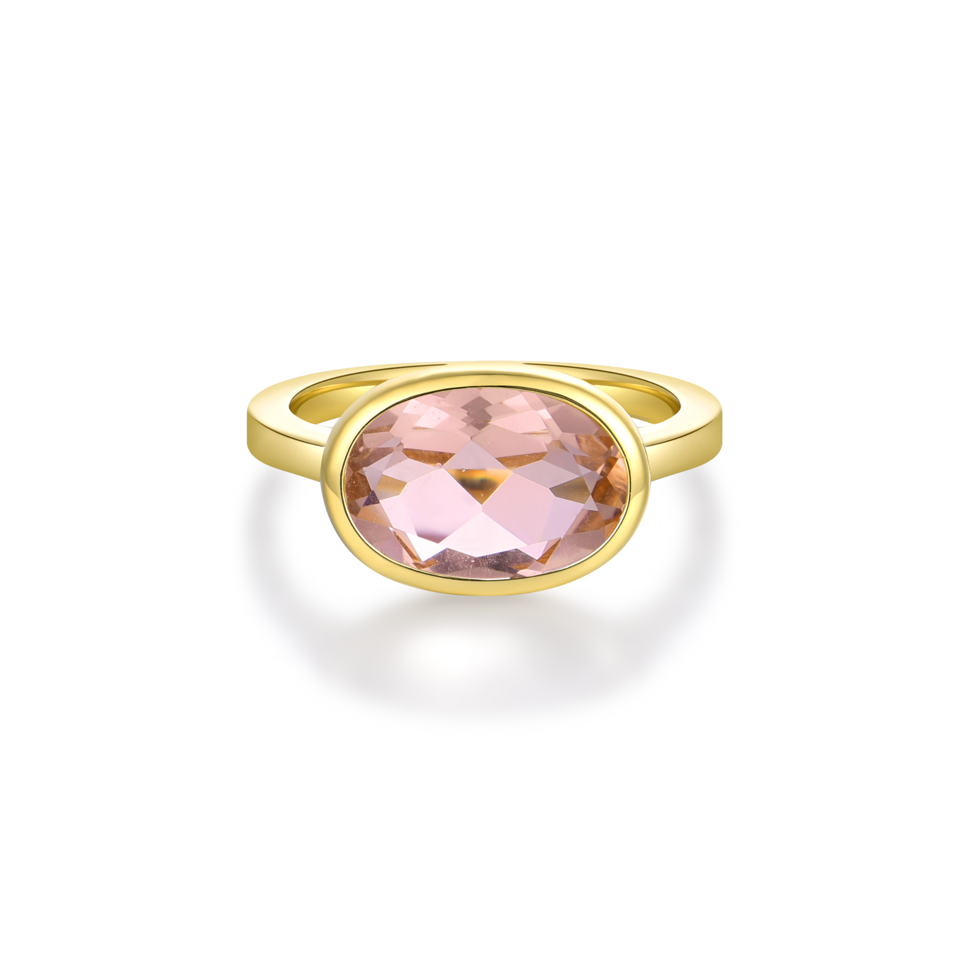 Selene - Morganite Bezel Solitaire Ring Gold