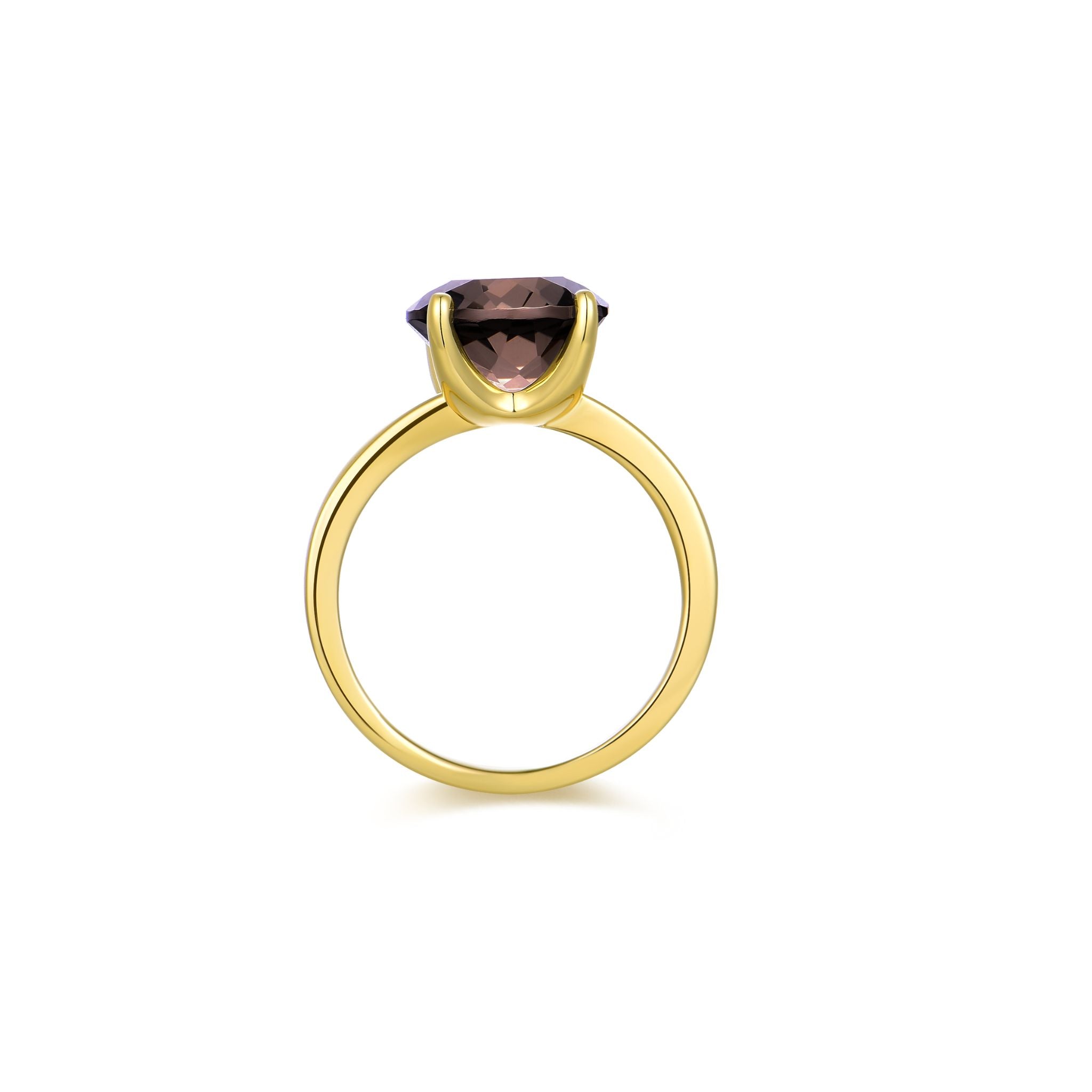 Nila Noor Selene Prong Ring Gold Rings Smokey Quartz