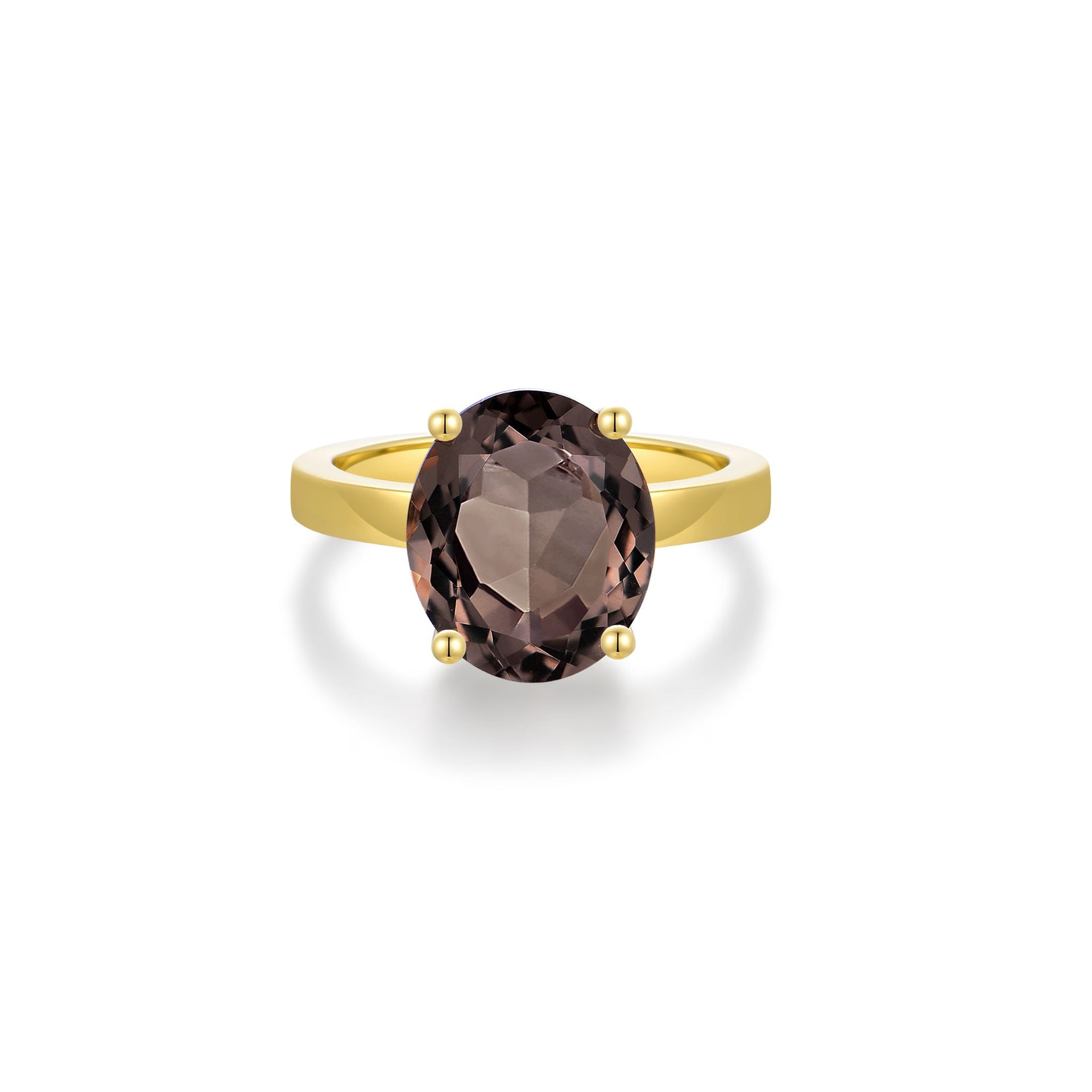 Nila Noor Selene Prong Ring Gold Rings Smokey Quartz