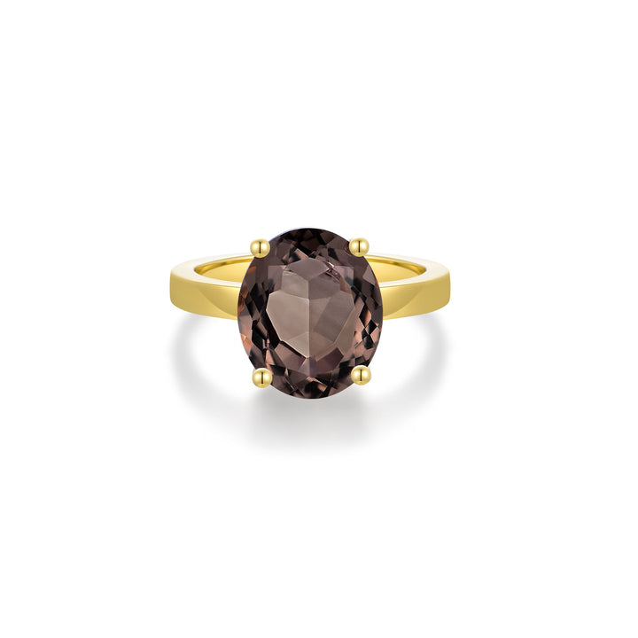 Nila Noor Selene Prong Ring Gold Rings Smokey Quartz