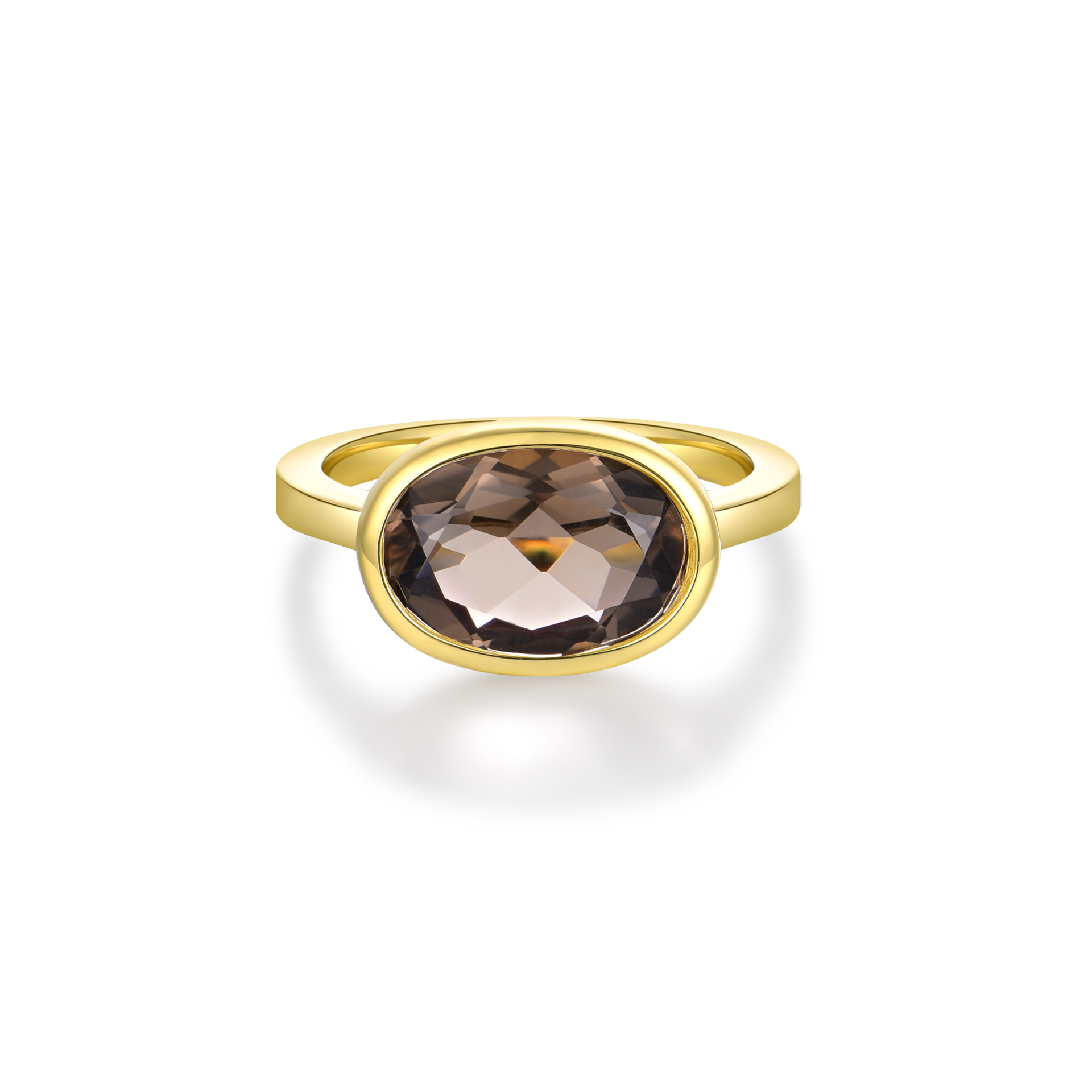 Selene - Smokey Quartz Bezel Solitaire Ring Gold