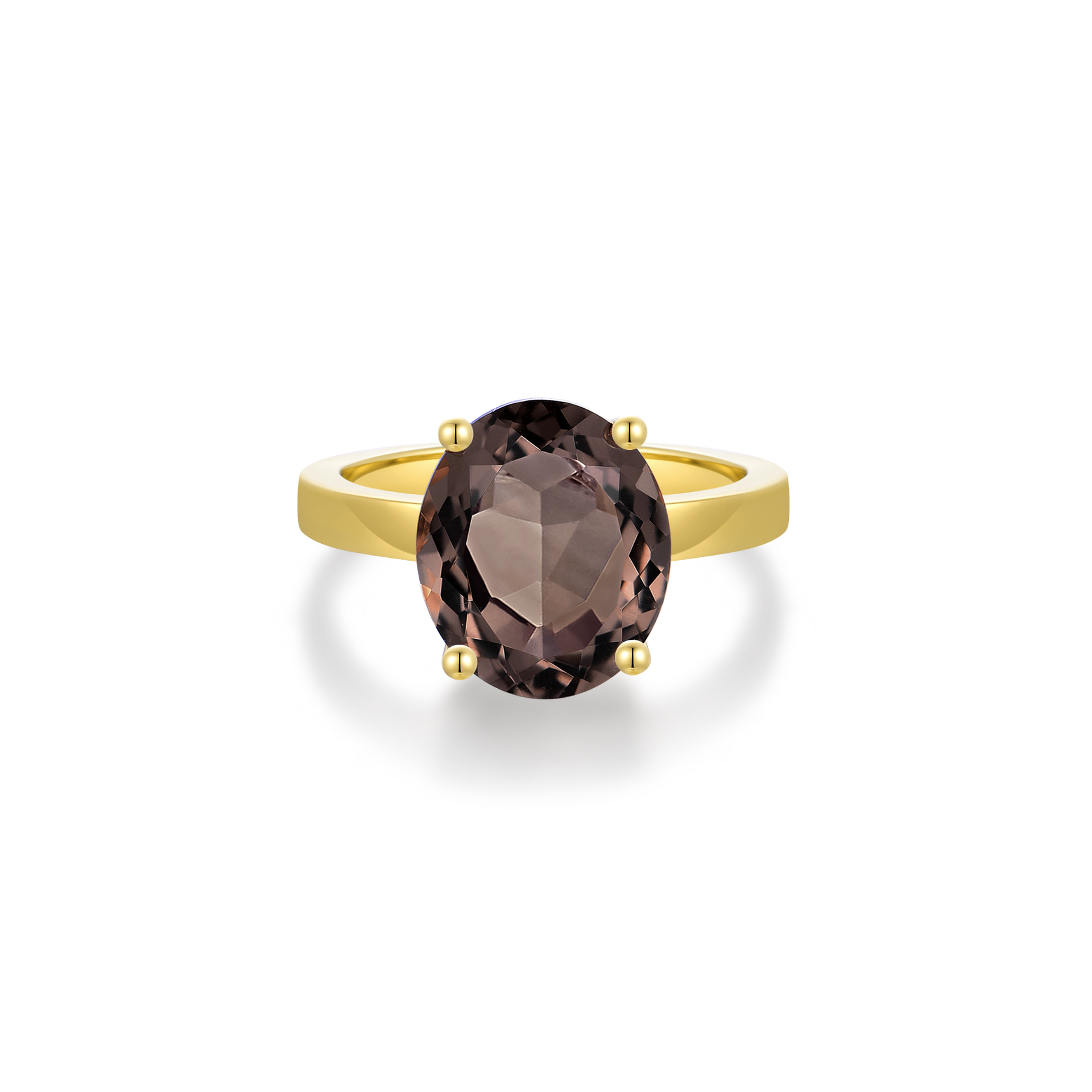 Selene - Smokey Quartz Prong Ring Gold
