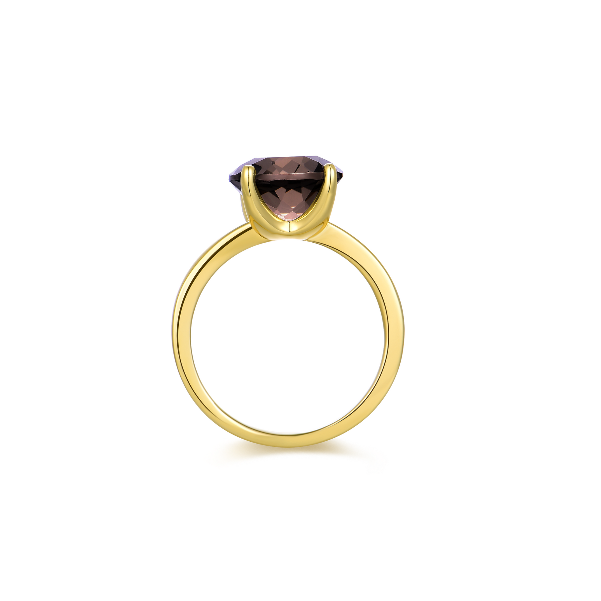 Selene - Smokey Quartz Prong Ring Gold
