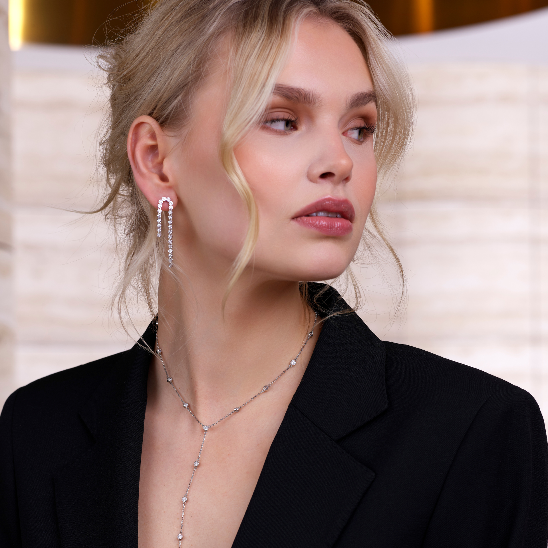 Sofie - Double Drop Earrings Silver